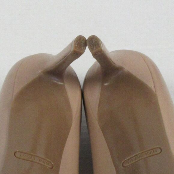NINE WEST Etta Leather Pumps Shoes Womens 9.5 Nude Tan Pointed Toe Stiletto Heel - Picture 13 of 15